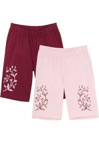 bonprix - Kolarki dziewczęce z bawełny organicznej (2 pary). Kolor: różowy. Materiał: bawełna. Wzór: nadruk #1