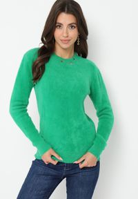 Born2be - Zielony Puchaty Sweter Wełniany Helmintts. Kolor: zielony. Materiał: wełna. Długość rękawa: długi rękaw. Długość: długie #3
