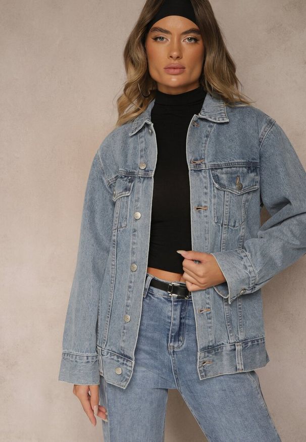 Renee - Niebieska Kurtka Jeansowa o Casualowym Fasonie Belissen. Okazja: na co dzień. Kolor: niebieski. Materiał: jeans. Styl: casual, boho