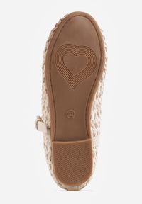 Born2be - Beżowe Balerinki Ozdobione Plecionką i Paskiem Tesenia. Okazja: na co dzień. Zapięcie: pasek. Kolor: beżowy. Materiał: jeans. Wzór: aplikacja. Styl: casual #3