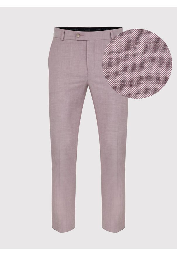 Pako Lorente - PAKO LORENTE – Gładkie różowe spodnie garniturowe męskie. Kolor: różowy. Materiał: wełna. Wzór: gładki