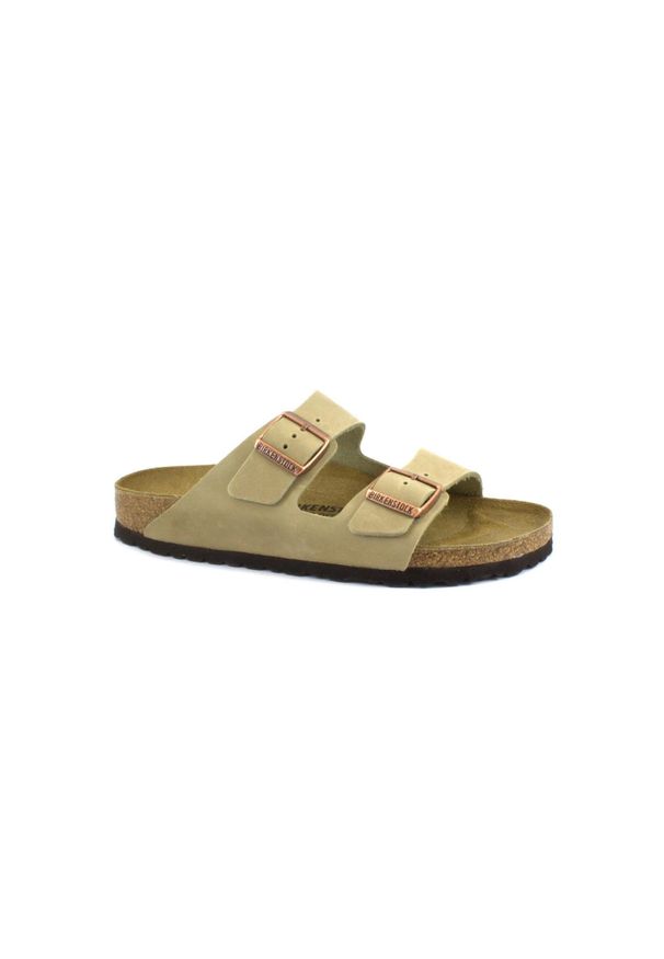 Klapki damskie Birkenstock Arizona. Zapięcie: klamry. Kolor: beżowy. Materiał: materiał. Szerokość cholewki: normalna. Sport: turystyka piesza