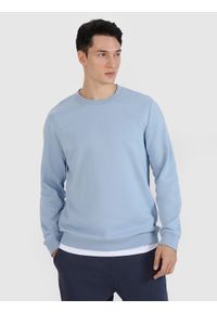 4f - 4F Bluza dresowa nierozpinana bez kaptura męska - niebieska XXL. Okazja: na co dzień. Typ kołnierza: bez kaptura. Kolor: niebieski. Materiał: dresówka. Wzór: gładki, ze splotem. Styl: klasyczny, sportowy, casual