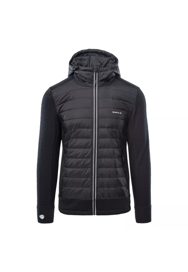 Kurtka z kapturem Iguana Guelo. Typ kołnierza: kaptur. Kolor: czarny. Materiał: puch. Sport: turystyka piesza