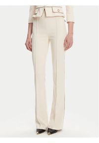 Elisabetta Franchi Spodnie materiałowe PA-084-51E2 Écru Regular Fit. Materiał: syntetyk