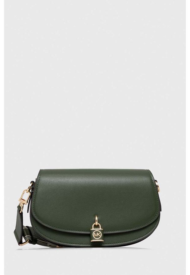 MICHAEL Michael Kors torebka skórzana kolor zielony. Kolor: zielony. Materiał: skórzane. Rodzaj torebki: na ramię