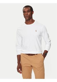 Polo Ralph Lauren Longsleeve 710760121 Biały Slim Fit. Typ kołnierza: polo. Kolor: biały. Materiał: bawełna. Długość rękawa: długi rękaw