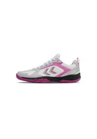 Buty halowe Hummel Speed Court. Zapięcie: sznurówki. Kolor: biały. Materiał: syntetyk, tkanina, materiał. Szerokość cholewki: normalna. Sport: turystyka piesza, piłka ręczna