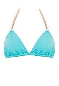 BEACH BUNNY - Trójkątny top od bikini. Kolor: niebieski. Materiał: poliamid, materiał. Wzór: aplikacja