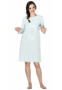 MEWA Lingerie - Koszula nocna ciążowa Supermom. Kolekcja: moda ciążowa. Materiał: skóra, koronka, wiskoza, materiał, jedwab, poliamid. Wzór: nadruk, koronka #1