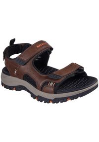skechers - Sandały Skechers Prewitt - Rigdon, Mężczyźni. Kolor: brązowy. Materiał: skóra ekologiczna, materiał. Sport: pływanie, fitness