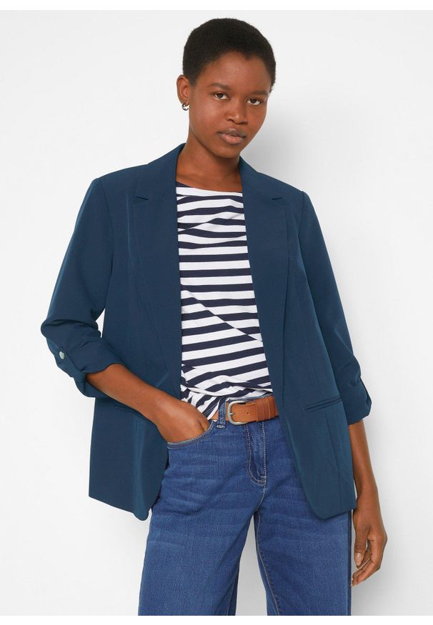bonprix - Żakiet. Kolor: niebieski. Styl: klasyczny