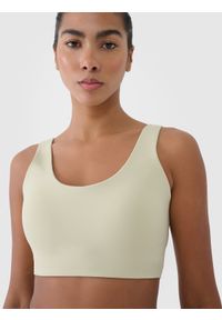 4f - 4F Biustonosz treningowy ze średnim wsparciem - zielony L. Kolor: zielony. Materiał: guma, elastan, materiał, włókno, dzianina, jersey, syntetyk. Wzór: ze splotem, gładki, jednolity. Sport: kolarstwo, bieganie, fitness #2