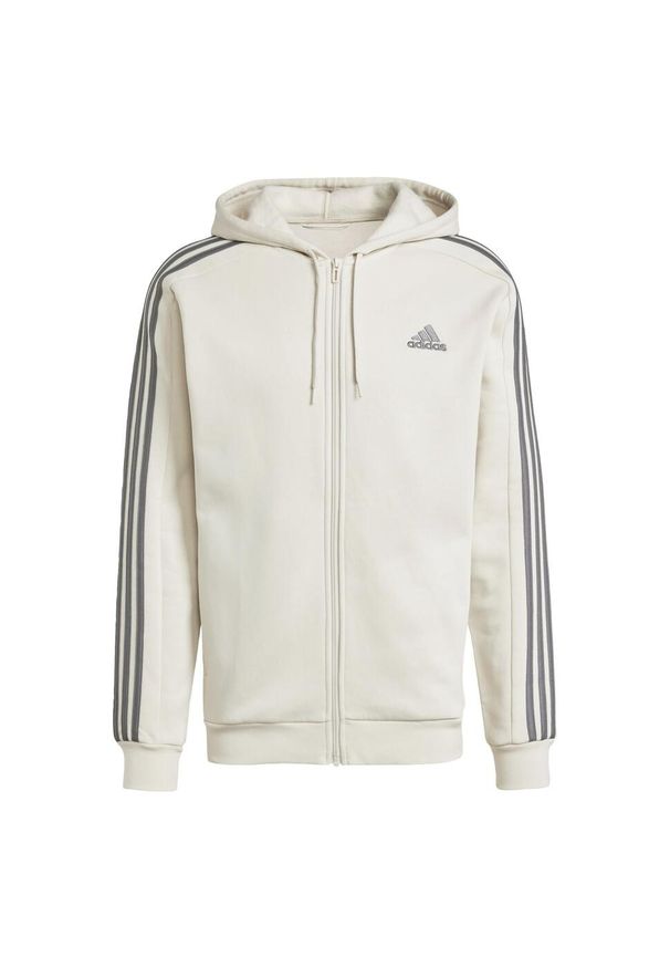 Adidas - Bluza z kapturem Essentials Fleece 3-Stripes Full-Zip. Typ kołnierza: kaptur. Kolor: szary