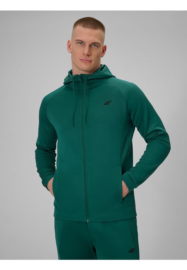 4f - 4F Bluza treningowa regular szybkoschnąca męska - zielona M. Okazja: na co dzień. Kolor: zielony. Długość rękawa: raglanowy rękaw. Styl: casual, sportowy