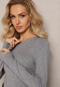 Renee - Szary Klasyczny Sweter z Długim Rękawem Kidistia. Kolor: szary. Materiał: dzianina, tkanina. Długość rękawa: długi rękaw. Długość: długie. Styl: klasyczny #4