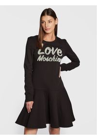Love Moschino - LOVE MOSCHINO Sukienka dzianinowa W5D0601M 4432 Czarny Regular Fit. Kolor: czarny. Materiał: bawełna, dzianina