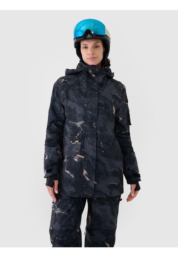 4f - 4F Kurtka snowboardowa membrana 10000 damska - multikolor XL. Okazja: na co dzień. Typ kołnierza: kaptur. Kolor: wielokolorowy. Materiał: tkanina, materiał, poliester, dzianina. Wzór: gładki. Sezon: zima. Styl: casual, klasyczny, sportowy