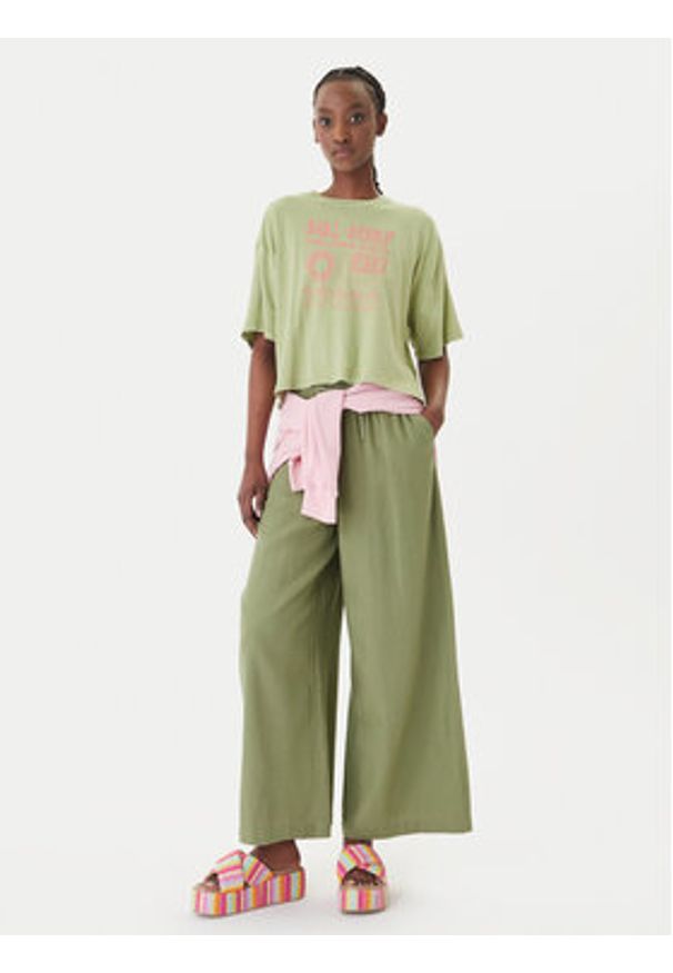 Roxy Spodnie materiałowe Lekeitio Break ERJNP03545 Zielony Wide Leg. Kolor: zielony. Materiał: len