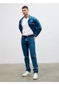 Big-Star - Spodnie jeans męskie z linii Authentic 400. Stan: podwyższony. Kolor: niebieski. Wzór: aplikacja, kratka. Sezon: lato. Styl: vintage, klasyczny #4