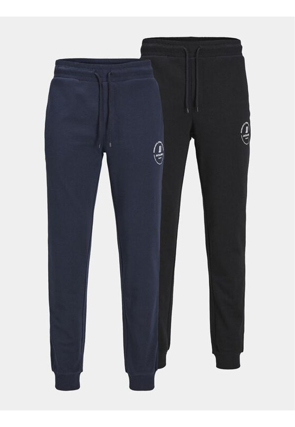 Jack & Jones - Jack&Jones Komplet 2 par spodni Jpstgordon Jjswift Sweat Pants 2Pk Mp 12257018 Czarny Regular Fit. Kolor: czarny. Materiał: bawełna