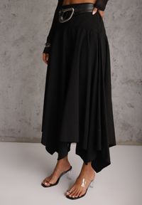 Renee - Czarna Asymetryczna Spódnica o Rozkloszowanym Fasonie z Paskiem z Klamrą Diomeine. Okazja: na co dzień. Kolor: czarny. Długość: krótkie. Styl: casual, elegancki #2