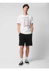 outhorn - T-shirt z nadrukiem męski - złamana biel. Materiał: bawełna, materiał, dzianina. Długość: długie. Wzór: nadruk. Sezon: wiosna #2