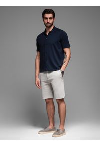 Ombre Clothing - Krótkie spodenki męskie SLIM FIT z melanżowej strukturalnej dzianiny – jasnoszare V5. Kolor: szary. Materiał: dzianina. Długość: krótkie. Wzór: melanż. Styl: wakacyjny #9