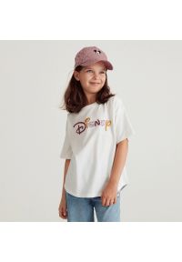 Reserved - Bawełniany t-shirt Disney - Kremowy. Kolor: kremowy. Materiał: bawełna. Wzór: motyw z bajki #1