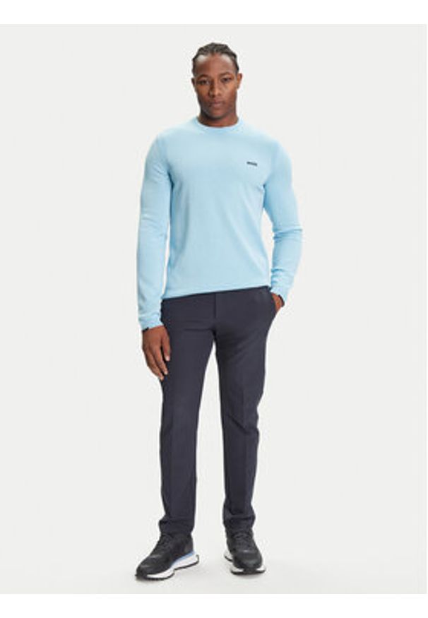 BOSS Sweter K_Ever-X 50541940 Błękitny Regular Fit. Kolor: niebieski. Materiał: bawełna