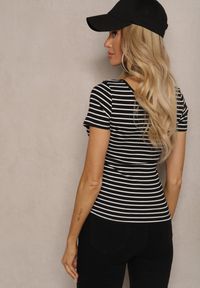 Renee - Czarno-Biały Bawełniany T-shirt Koszulka w Paski z Krótkim Rękawem Fralea. Kolor: czarny. Materiał: bawełna. Długość rękawa: krótki rękaw. Długość: krótkie. Wzór: paski #4