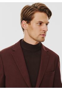 Pako Lorente - PAKO LORENTE – Brązowa gładka marynarka męska. Kolor: brązowy. Materiał: poliester, elastan, wiskoza. Wzór: gładki. Sezon: jesień #6