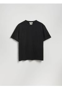 Reserved - T-shirt regular z bawełną merceryzowaną - czarny. Kolor: czarny. Materiał: bawełna
