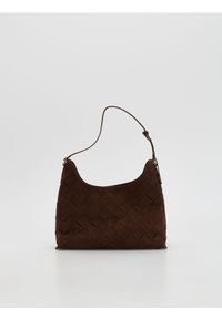 Reserved - Torebka z imitacji zamszu - ciemnobrązowy. Kolor: brązowy. Materiał: zamszowe #1
