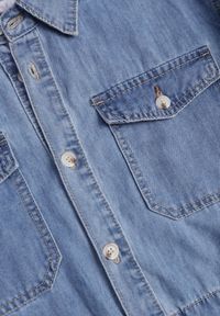 Renee - Niebieska Jeansowa Bawełniana Sukienka Koszulowa z Wiązaniem i Marszczeniem Enatta. Okazja: na co dzień. Kolor: niebieski. Materiał: bawełna, jeans. Wzór: aplikacja. Sezon: lato. Typ sukienki: koszulowe. Styl: casual #2