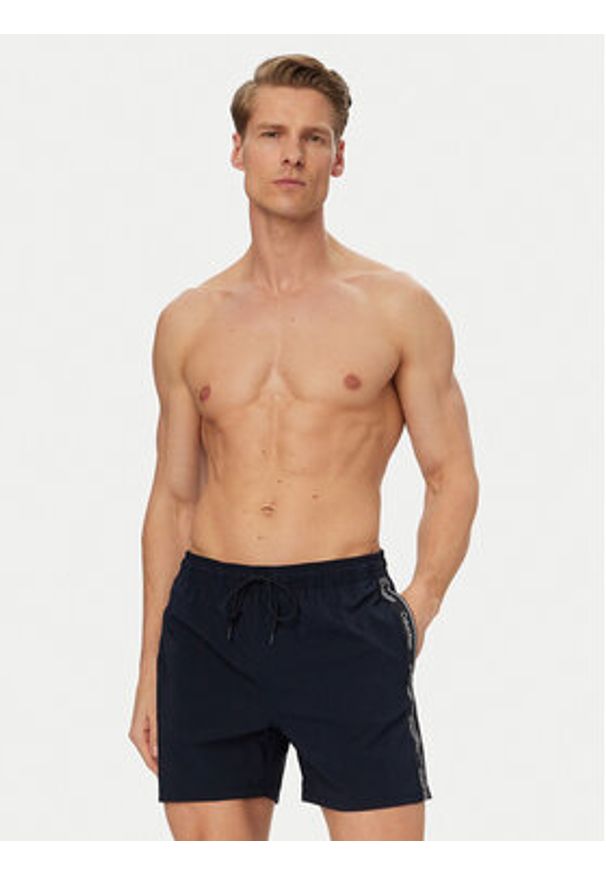 Calvin Klein Swimwear Szorty kąpielowe LV00N61002 Granatowy Regular Fit. Kolor: niebieski. Materiał: syntetyk