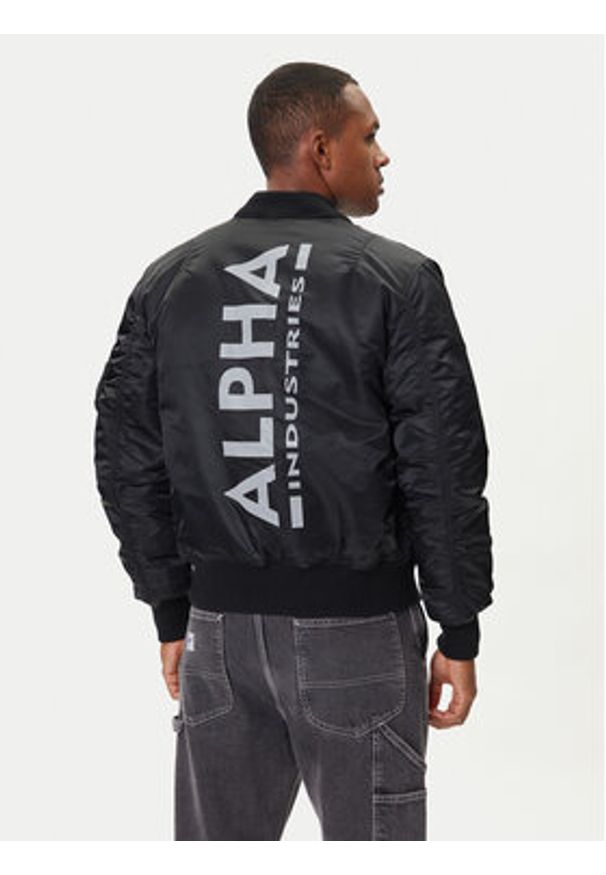 Alpha Industries Kurtka bomber MA-1 Zip Hood Back Print 128113 Czarny Regular Fit. Kolor: czarny. Materiał: syntetyk. Wzór: nadruk
