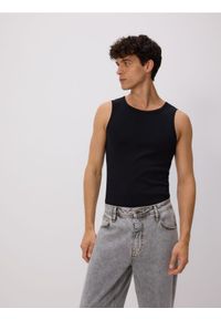 Reserved - Bawełniany tank top - czarny. Kolor: czarny. Materiał: bawełna