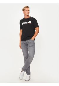 Schott NYC T-Shirt TSLOGO Czarny Regular Fit. Kolor: czarny. Materiał: bawełna #3
