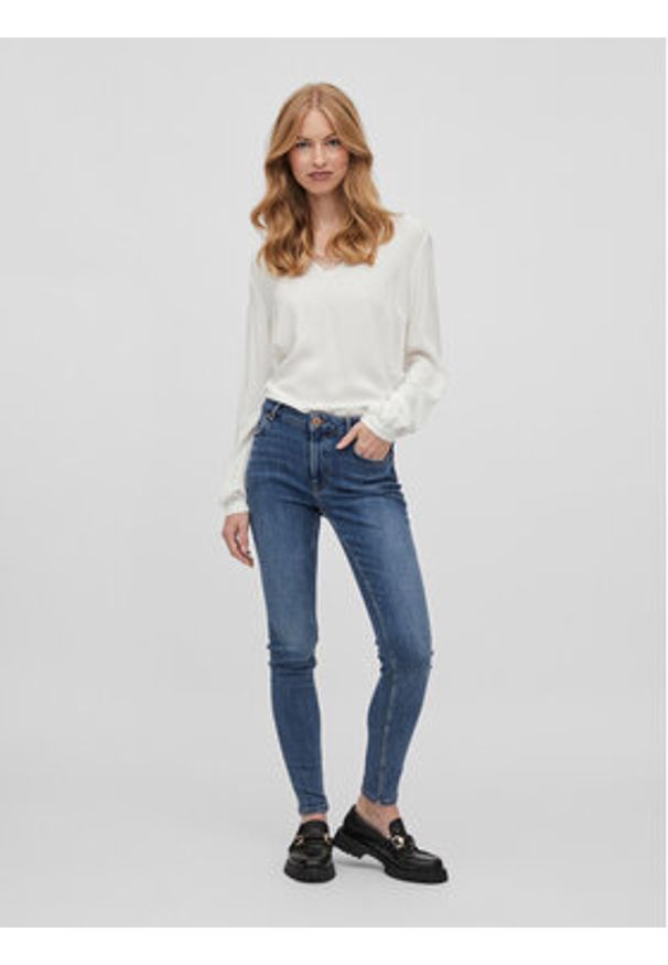 Vila Jeansy Sarah 14082132 Granatowy Skinny Fit. Kolor: niebieski