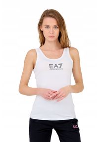 EA7 Emporio Armani - EA7 Top biały na ramiączka z czarnym logo. Kolor: biały. Materiał: bawełna. Długość rękawa: na ramiączkach #4