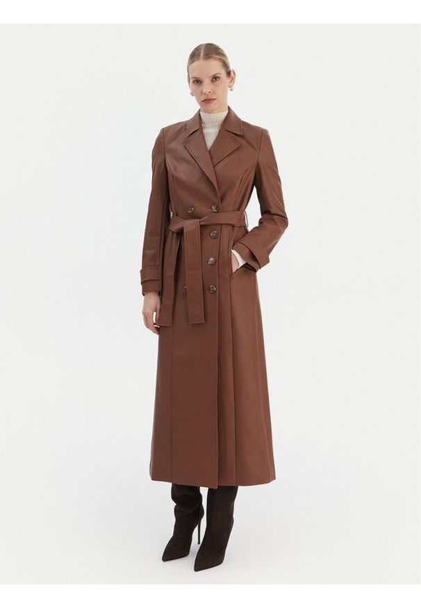 BARDOT - Bardot Płaszcz przejściowy 59899JB5 Brązowy Regular Fit. Kolor: brązowy. Materiał: skóra