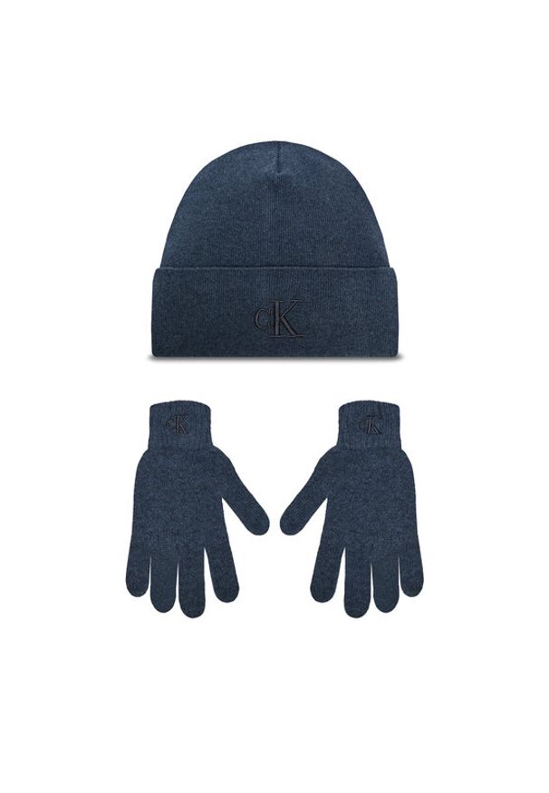 Calvin Klein Zestaw Czapka i Rękawiczki K50K512469 Niebieski. Kolor: niebieski. Materiał: wełna, materiał