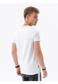 Ombre Clothing - T-shirt męski bawełniany BASIC - biały S1224 - XXL. Kolor: biały. Materiał: bawełna. Styl: klasyczny