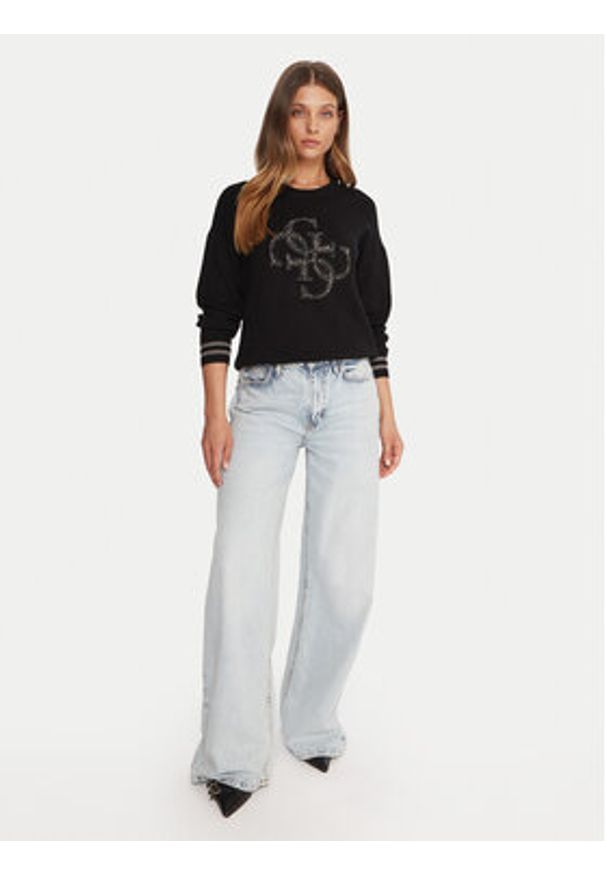 Guess Sweter W5BR42 Z26I2 Czarny Relaxed Fit. Kolor: czarny. Materiał: wiskoza