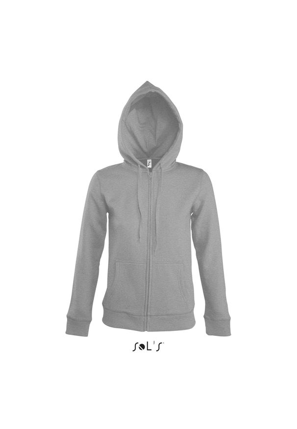 SOL'S - Bluza damska z kapturem Sol's Seven. Typ kołnierza: kaptur. Kolor: szary. Wzór: nadruk