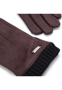 Wittchen - Męskie rękawiczki z ukośnym przeszyciem i ściągaczem brązowe. Kolor: brązowy. Materiał: poliester. Styl: elegancki #4