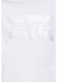 Levi's® - Levi's Bluza bawełniana damska kolor biały z kapturem z nadrukiem. Okazja: na spotkanie biznesowe, na co dzień. Typ kołnierza: kaptur. Kolor: biały. Materiał: bawełna. Wzór: nadruk. Styl: casual, biznesowy