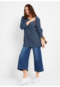 bonprix - Długa tunika z bawełny. Kolor: niebieski. Materiał: bawełna. Długość rękawa: długi rękaw. Długość: długie #2