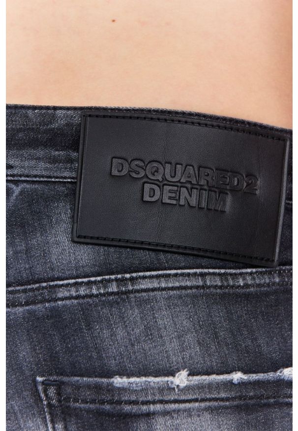 DSQUARED2 Czarne jeansy męskie cool guy jean. Kolor: czarny. Wzór: aplikacja